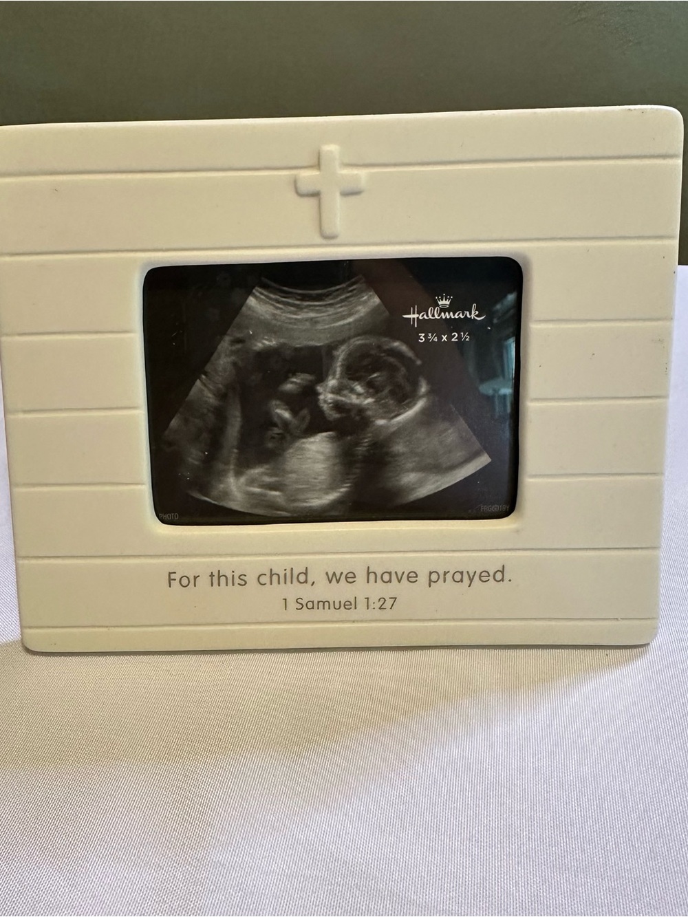 Hallmark Cream Religious Baby Photo Frame with Cross